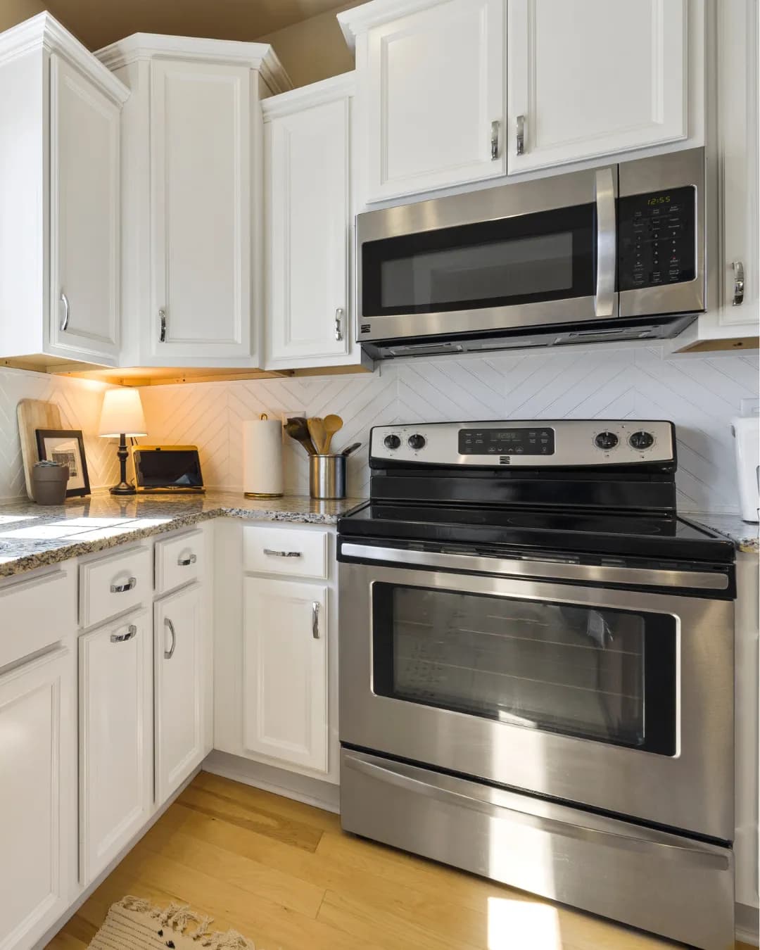 A kitchen fitted with sourced cabinetry and appliances