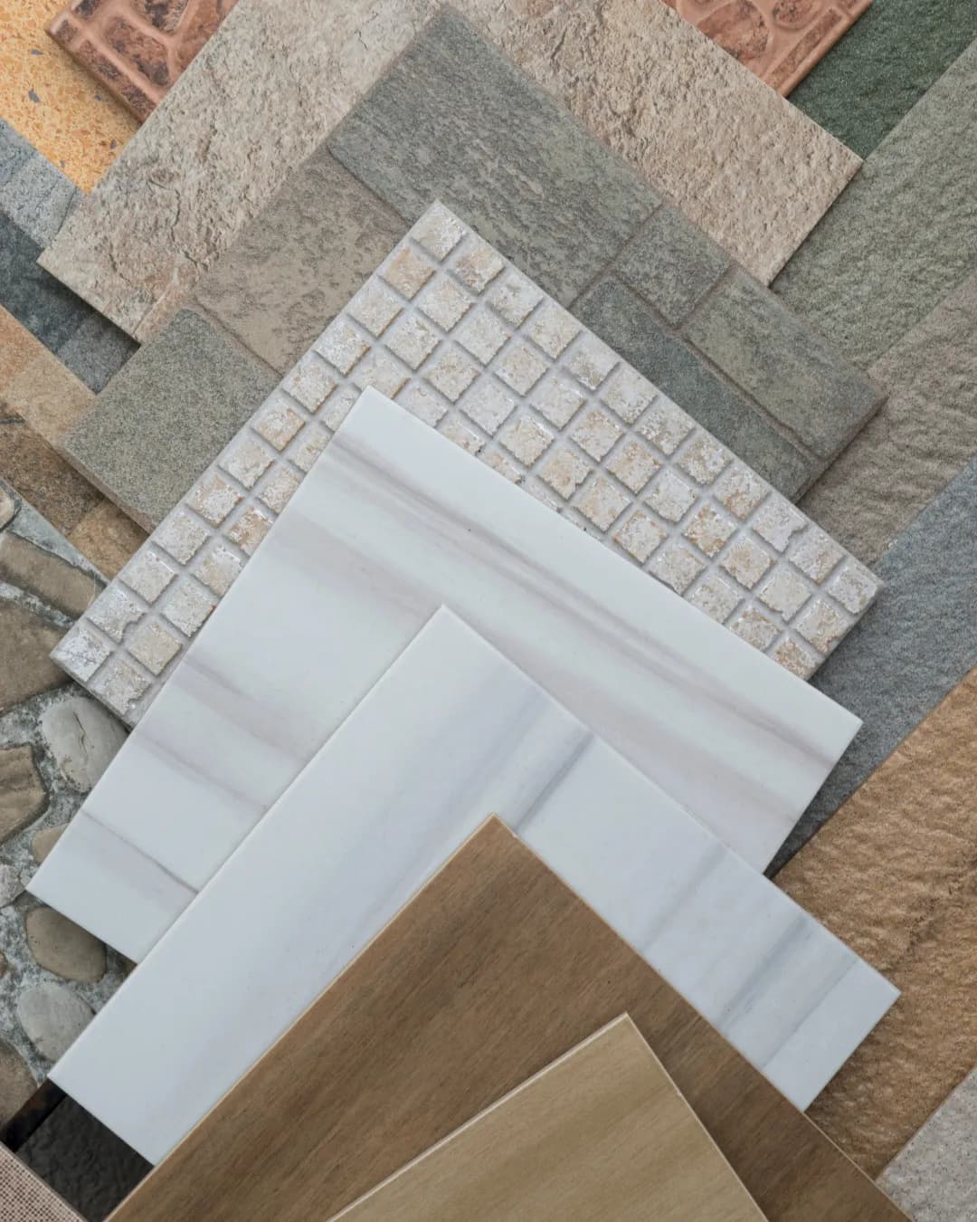 Tile and flooring material samples and installation