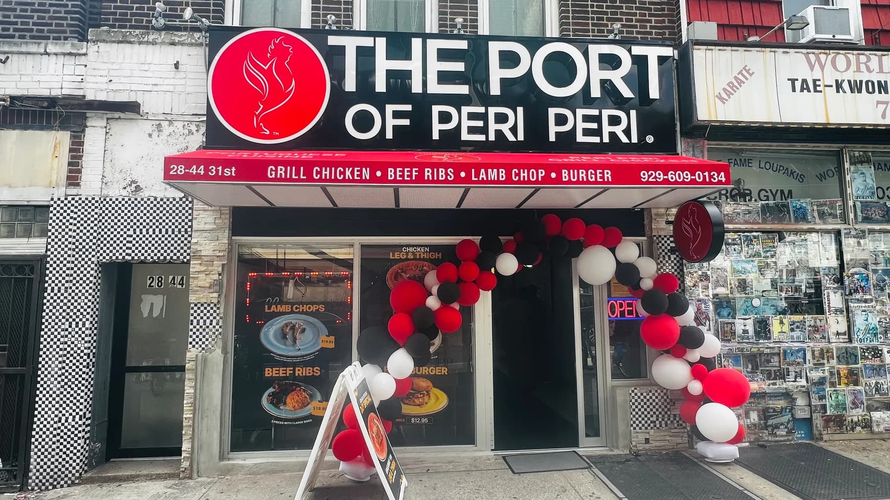The finished storefront of The Port of Peri Peri in Astoria