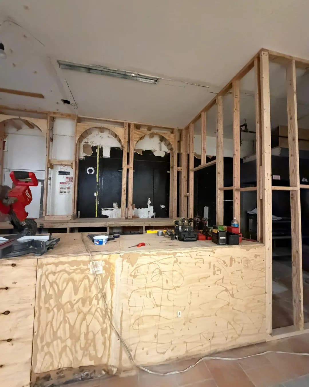 A high-traffic commercial space mid-renovation