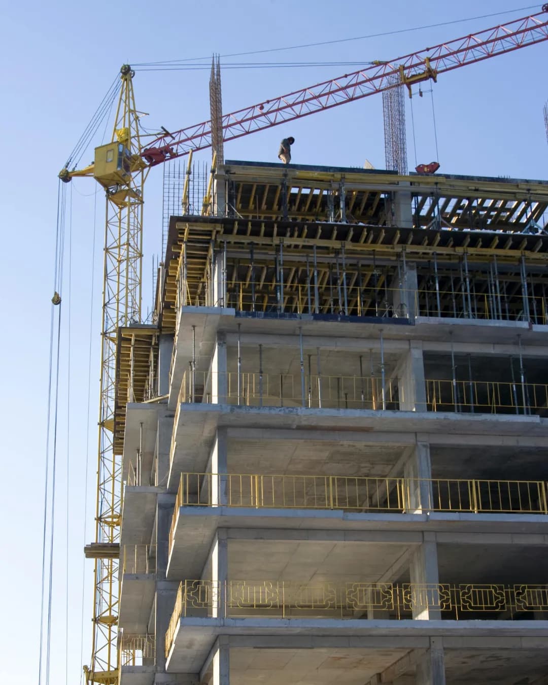 A crew executing construction work on an active job site